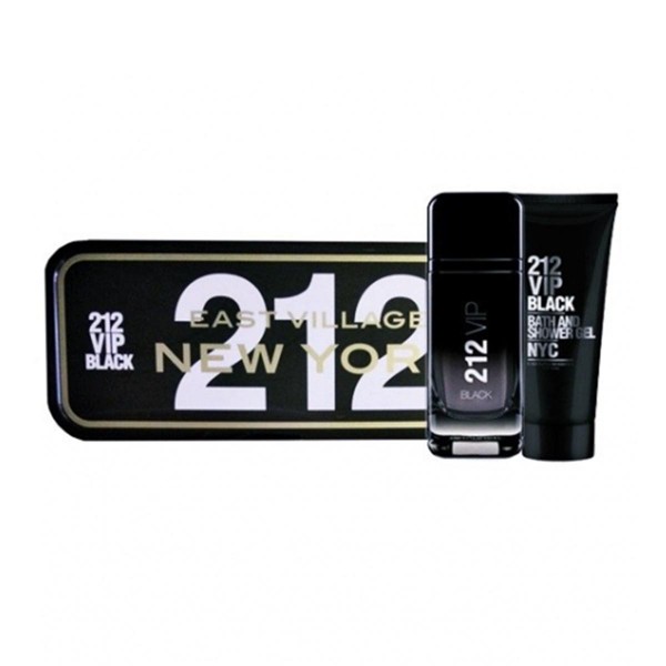 Carolina herrera 212 vip black eau de parfum for men 100ml vaporizador + shower gel 100ml + miniatura 10ml